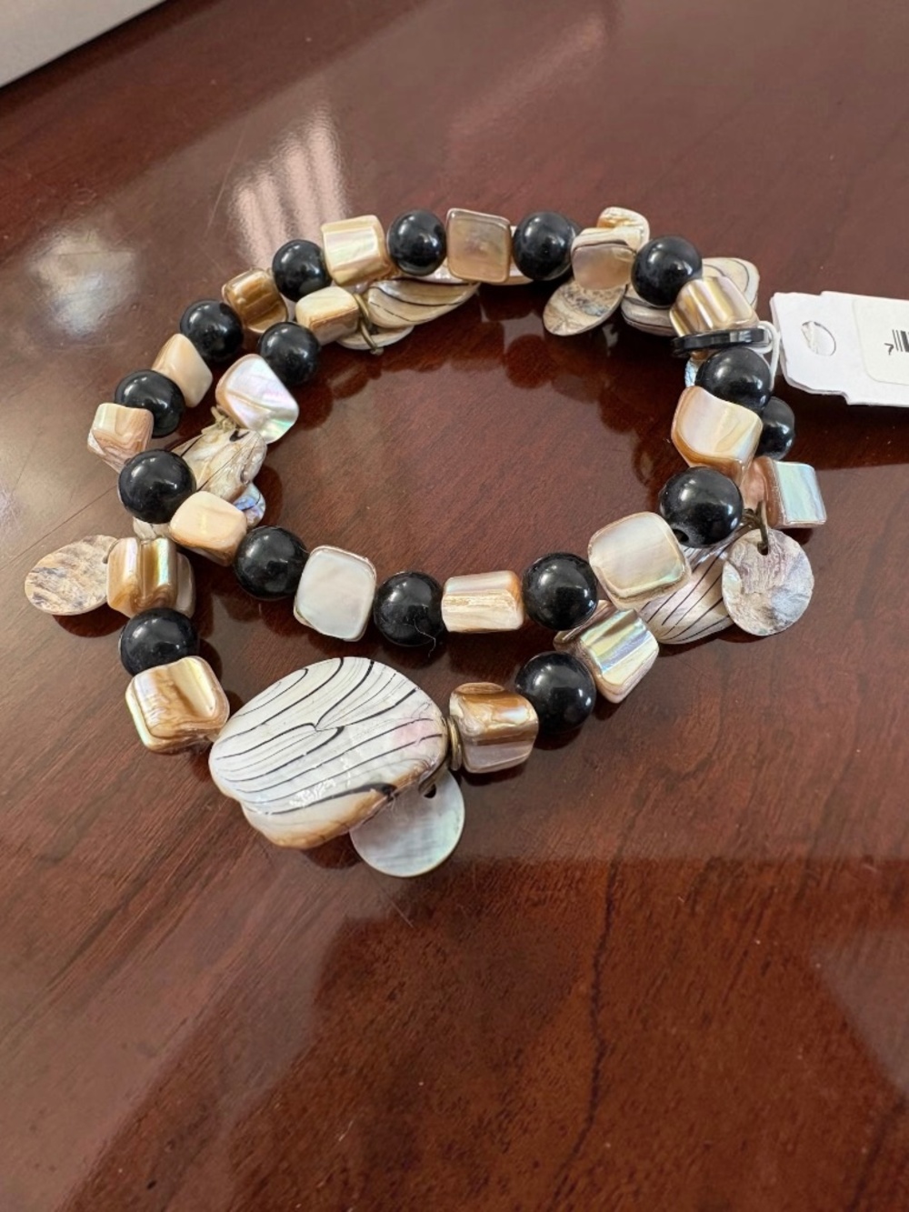 Charming Charlie Beige Shell Stretch Bracelet Set